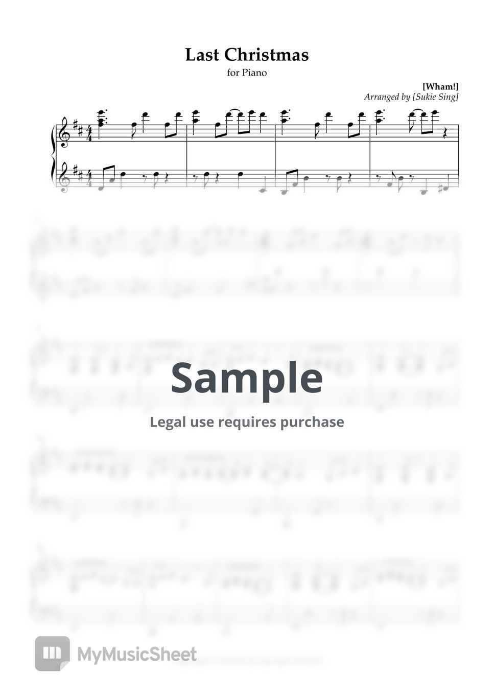 Wham! - Last Christmas (Piano solo) by Sukie Sing