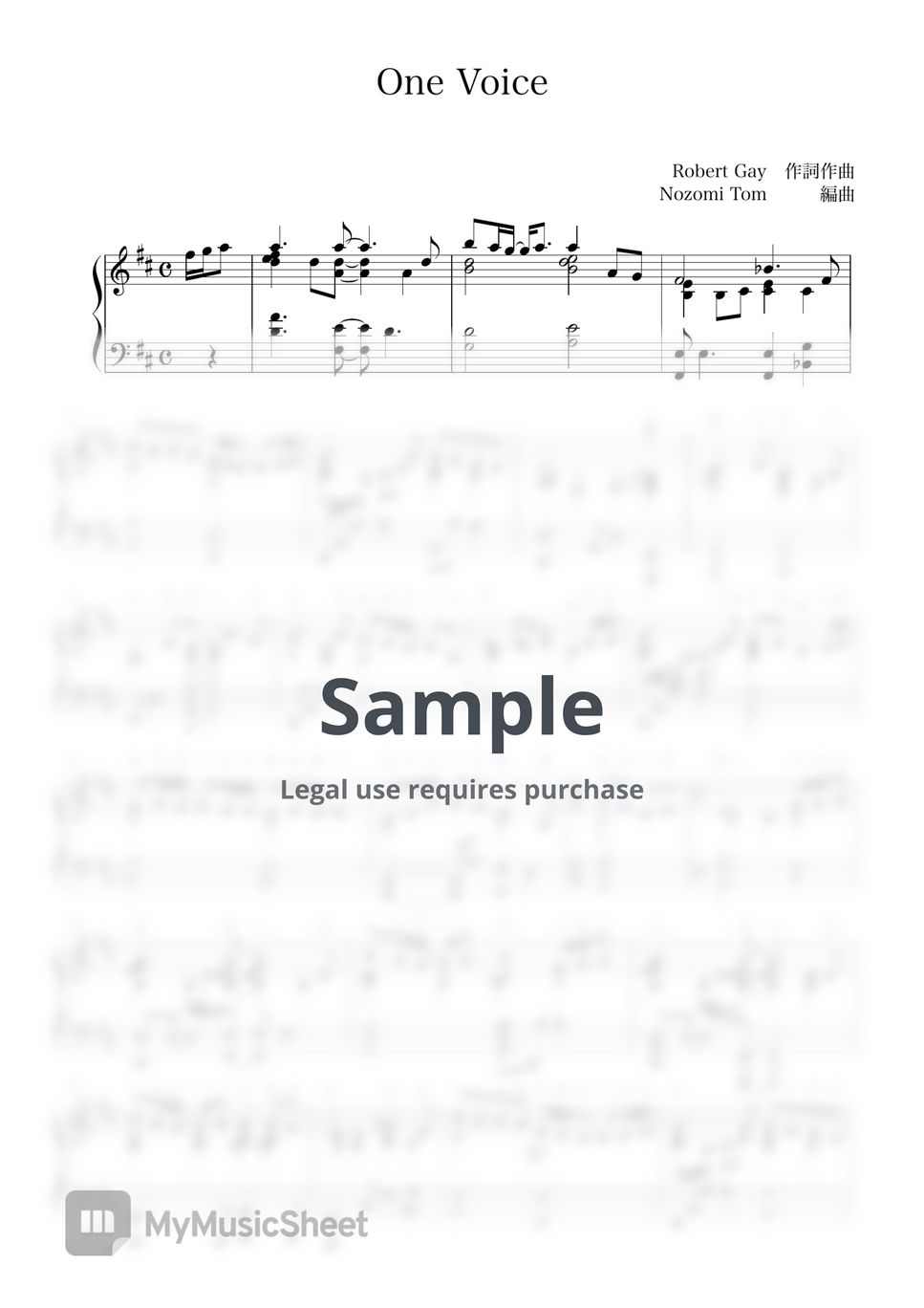 Robert gay one voice sheet music by nozomi tom