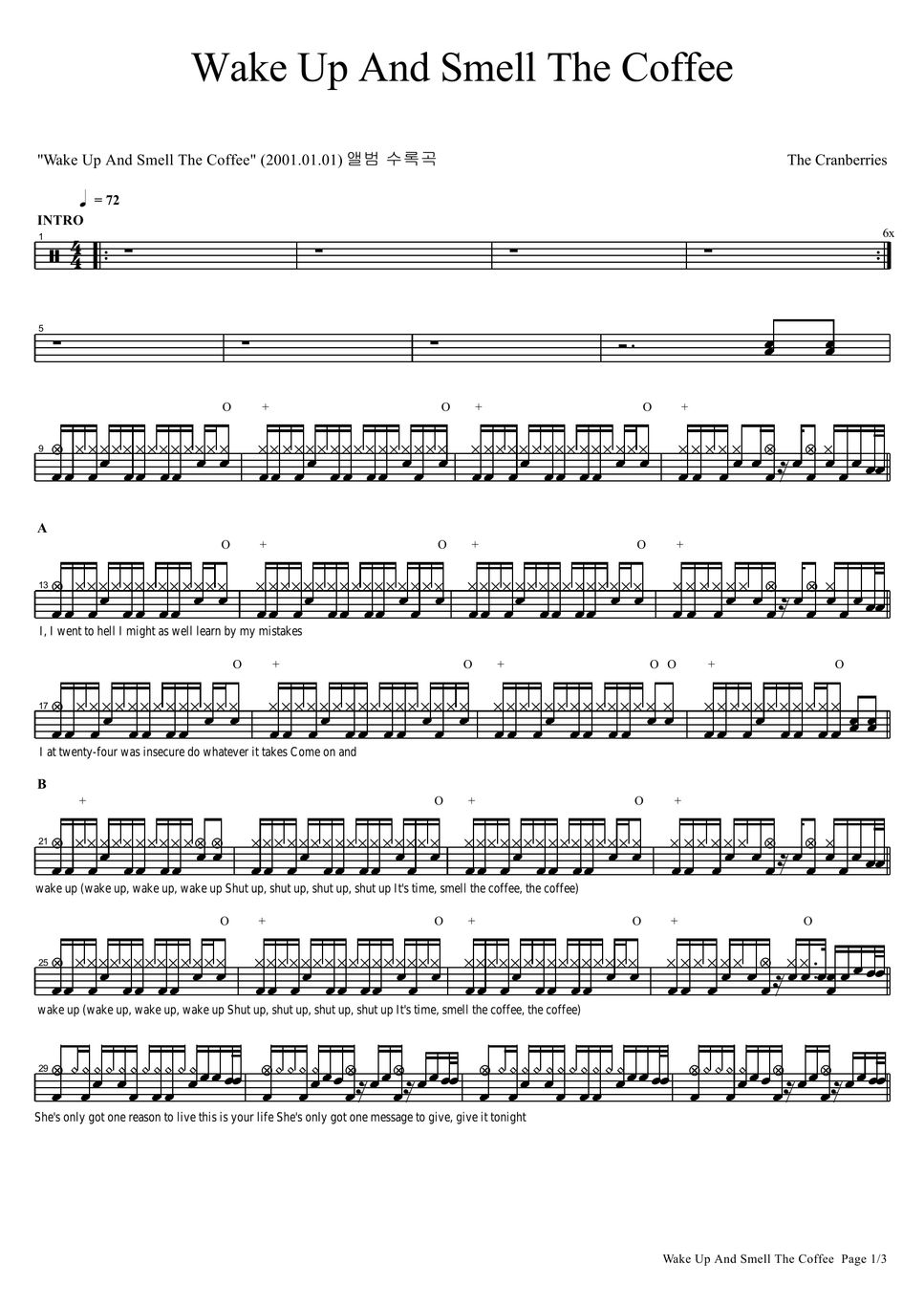 The Cranberries Wake Up And Smell The Coffee Sheets by COPYDRUM