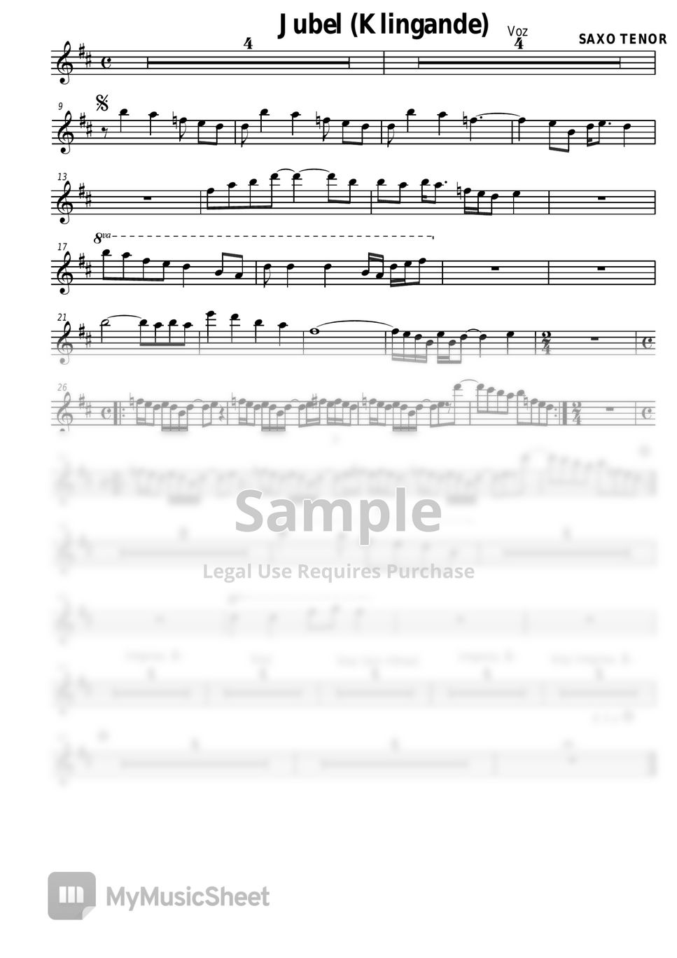 Jubel Klingande (Tenor Sax) Sheets by Ismael Dorado