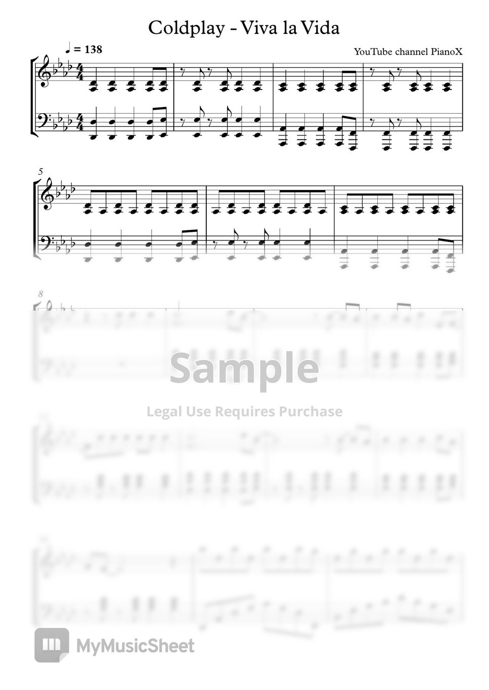 Coldplay - Viva la Vida Sheets by PianoX