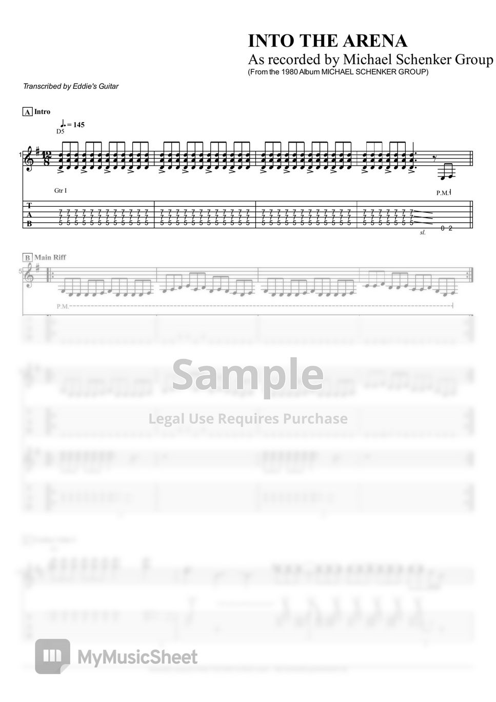 Michael Schenker Group - Into The Arena エレクトリックギタータブ