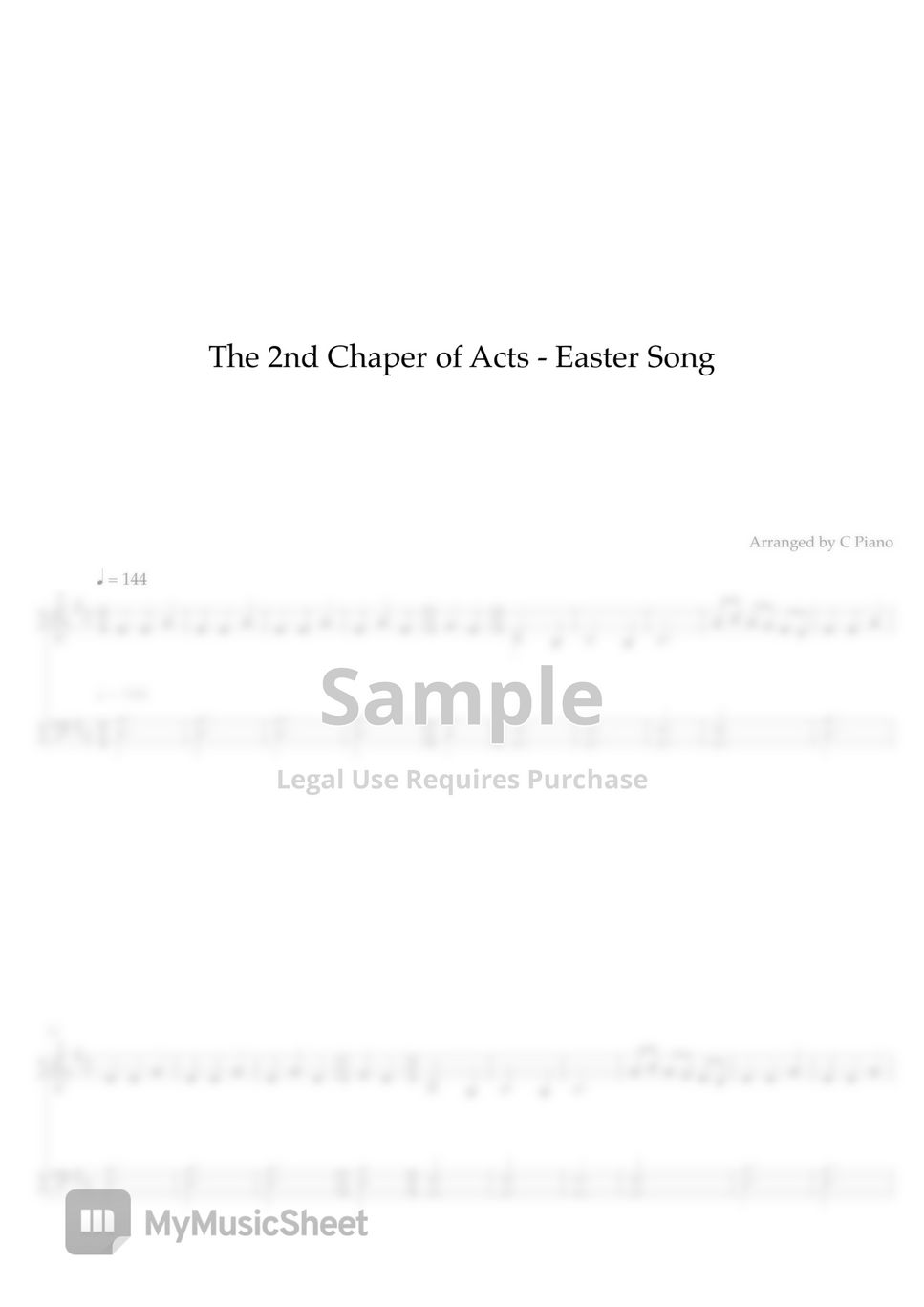 The 2nd chapter of acts the easter song easy version sheets by c piano