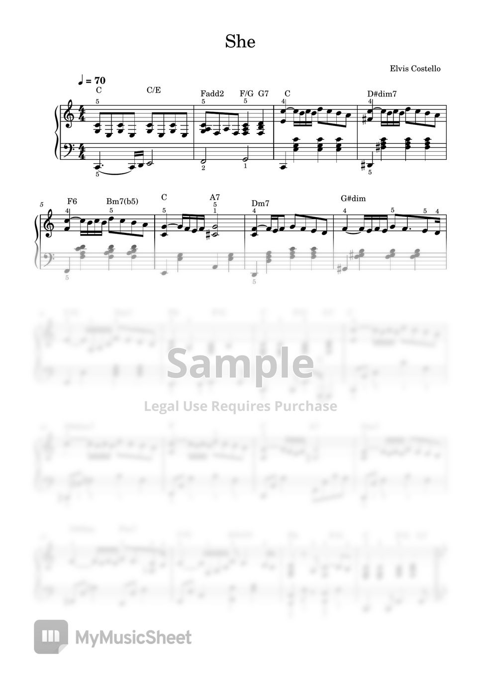 elvis-costello-she-easy-piano-sheets-by-sangheart-play