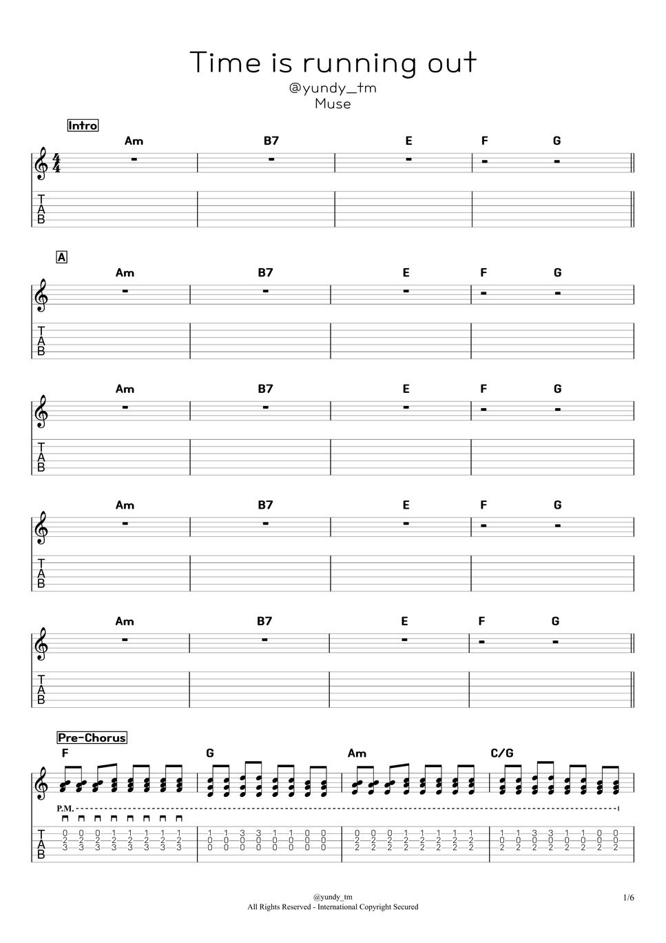 muse-time-is-running-out-chord-lyrics-1st-2sttab-sheets-by-yundy-tm