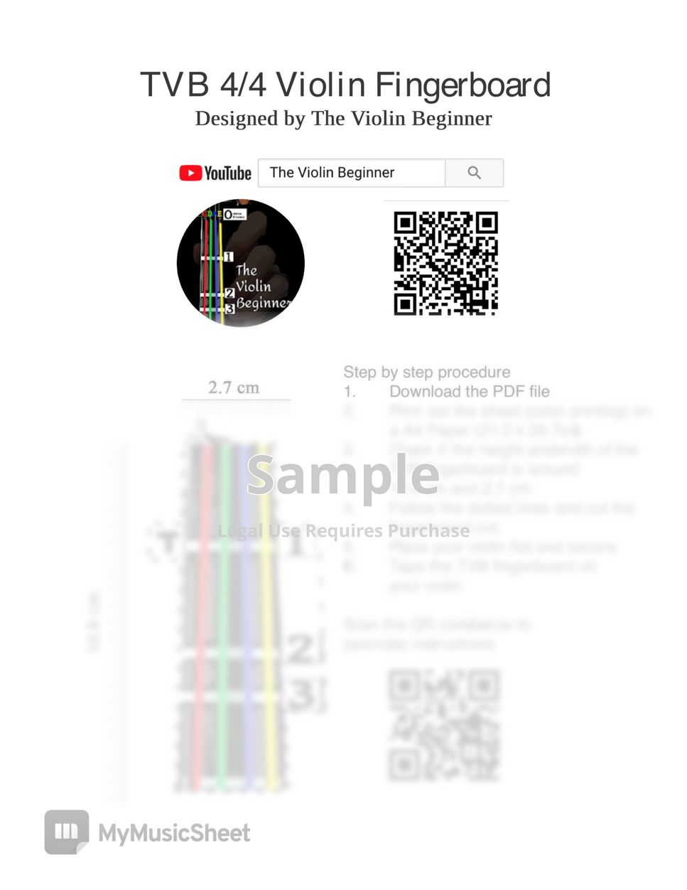 Folk - 4/4 TVB Violin Fingerboard + Auld Lang Syne by The Violin Beginner