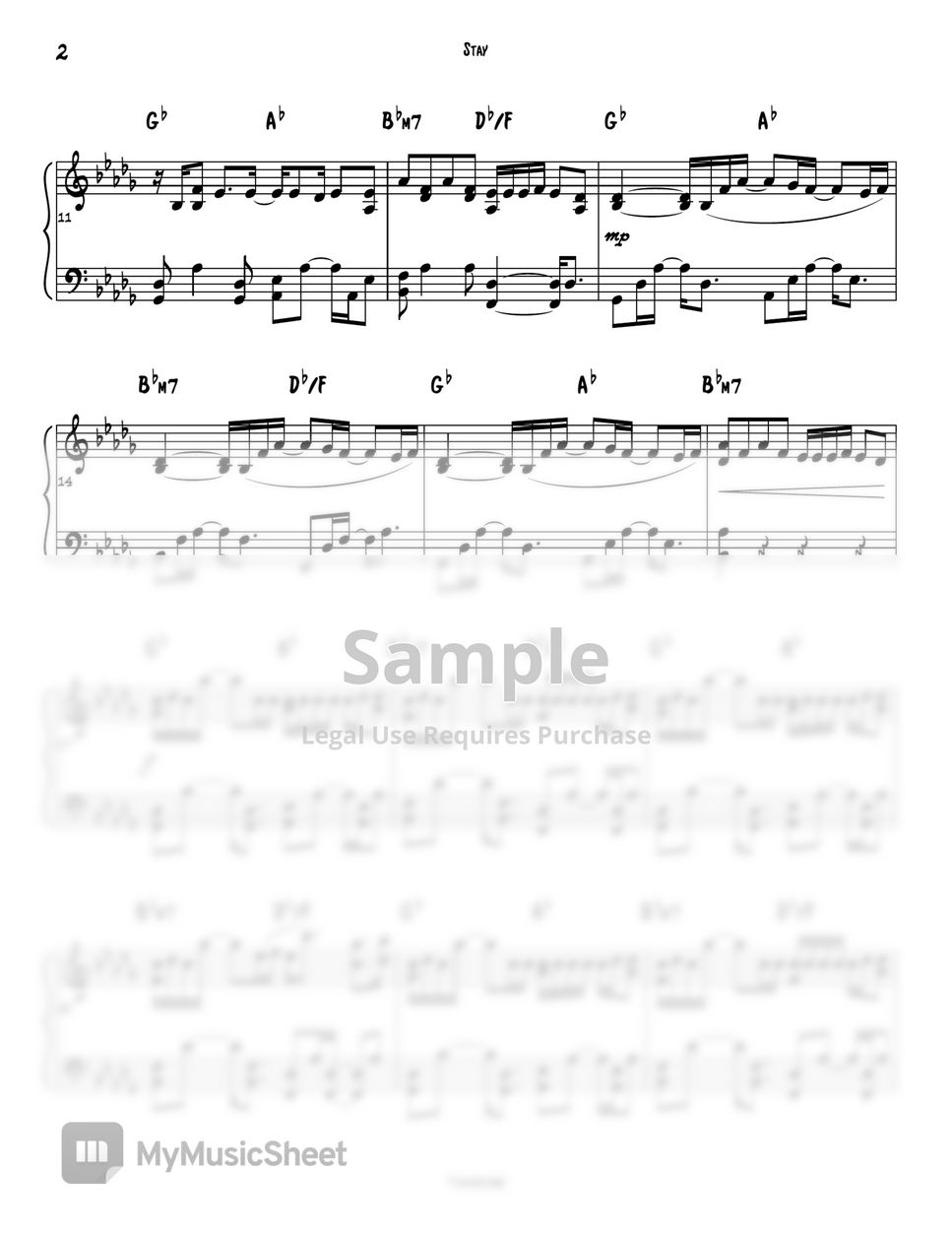 The Kid LAROI, Justin Bieber - STAY (piano sheet / 피아노 악보) by divingtone