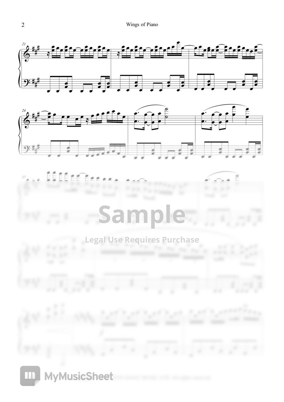 V.K Wings Of Piano Sheets