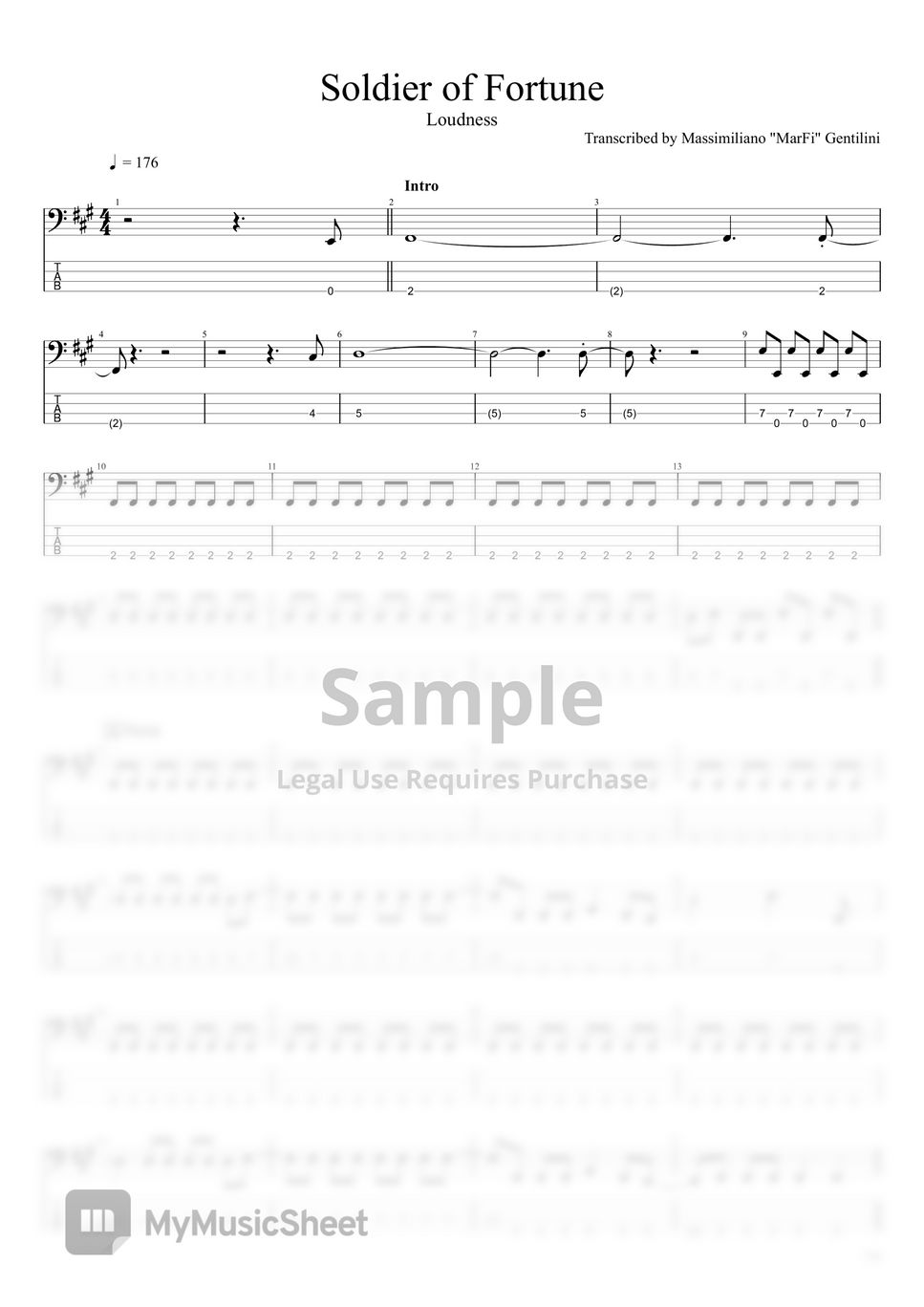 楽譜】SOLDIER OF FORTUNE / LOUDNESS (エレキギター / 中〜上級