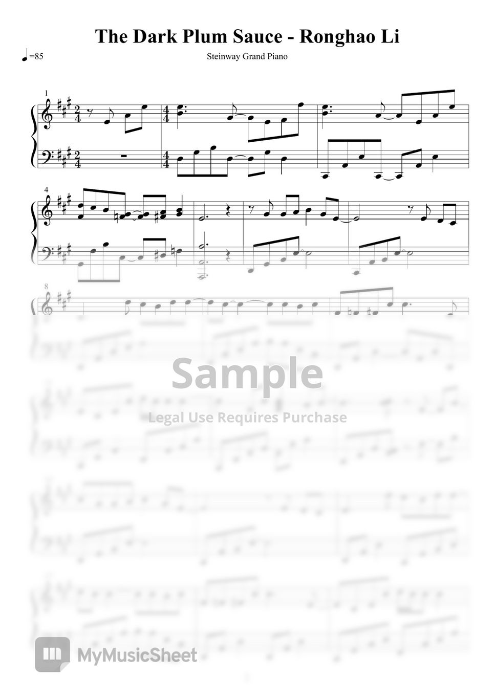 Ronghao Li 李荣浩 The Dark Plum Sauce 乌梅子酱 Sheets by Ronghao Li 李荣浩