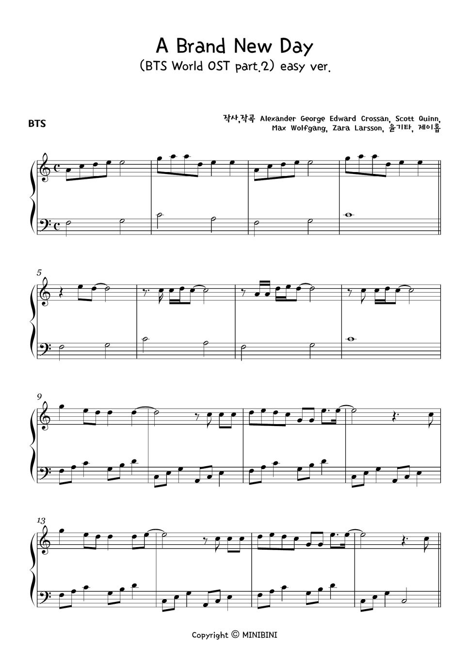 BTS A Brand New Day (BTS World OST Pt.2) feat. Zara Larsson [Easy