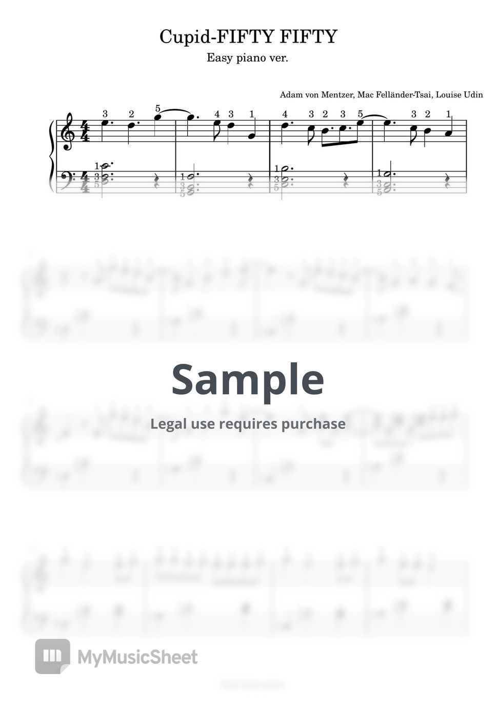 피프티 피프티 - 큐피드 (쉬운조성 C Maj  + 손가락번호 포함) by K-Piano Vibes