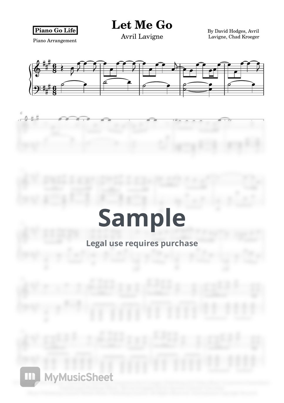Avril Lavigne - Let Me Go Sheets by Piano Go Life