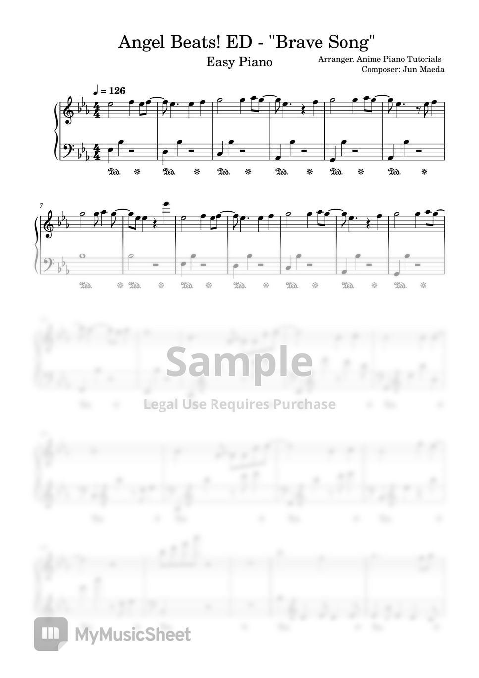 Angel Beats! ED - Brave Song - Brave Song Sheets by Anime Piano Tutorials