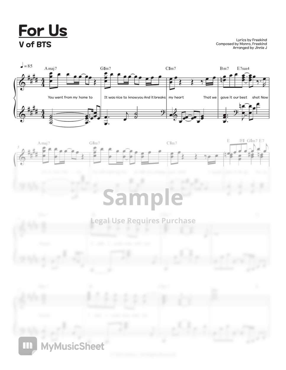 For Us By V Lyrics
