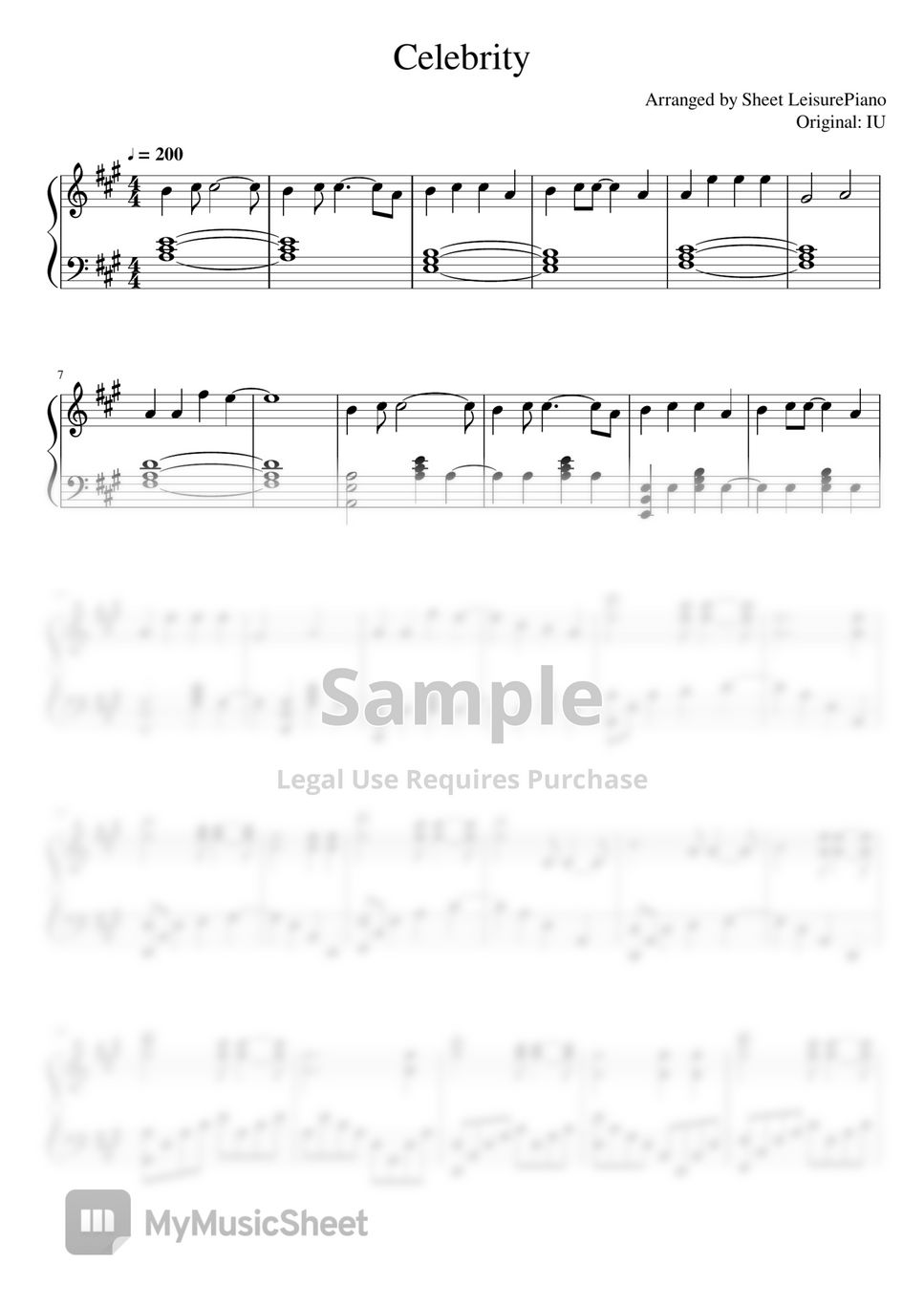 IU - Celebrit by Leisure Piano Sheets