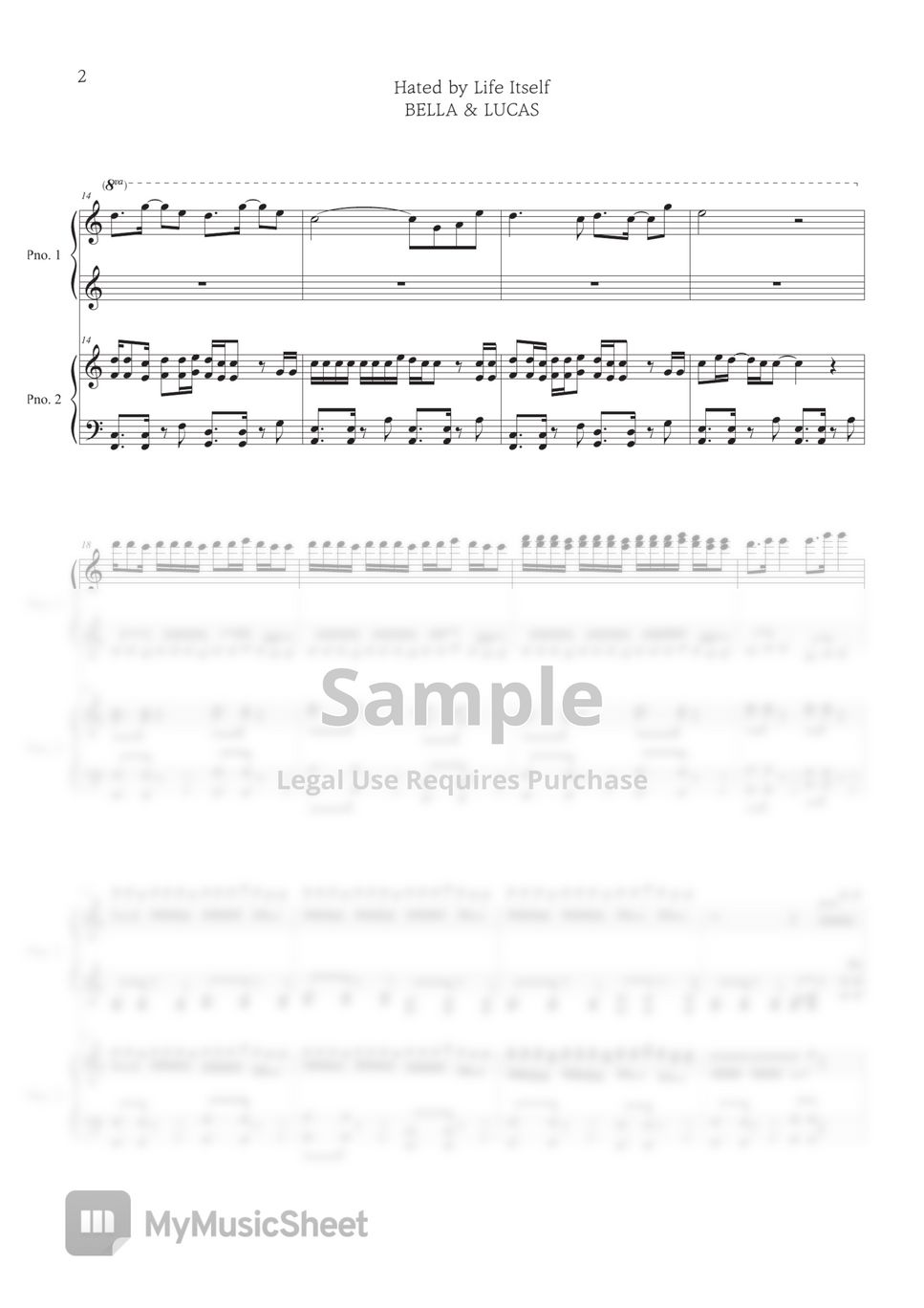 4hands-piano-hated-by-life-itself-sheets-by-bella-lucas