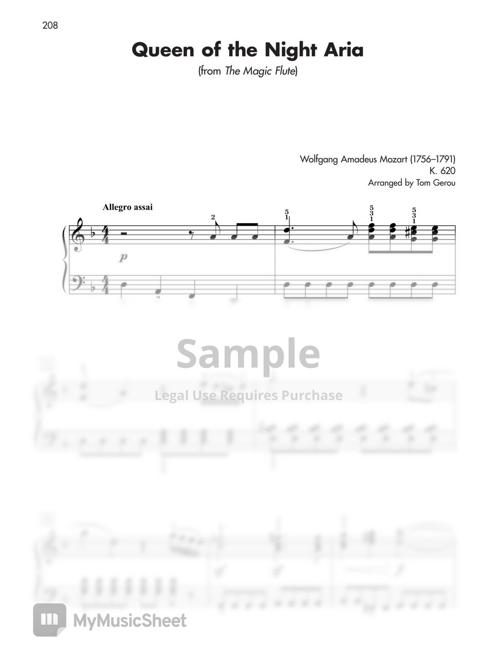 Queen of the Night Aria Easy Sheet Sheets by Hemsach