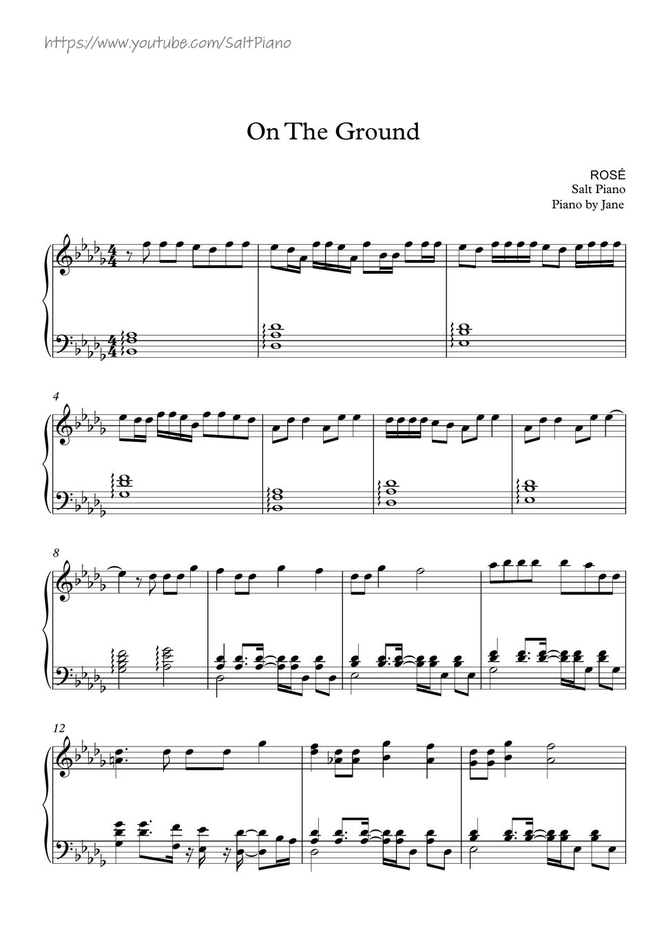 ROSÉ On The Ground 楽譜 by Salt Piano