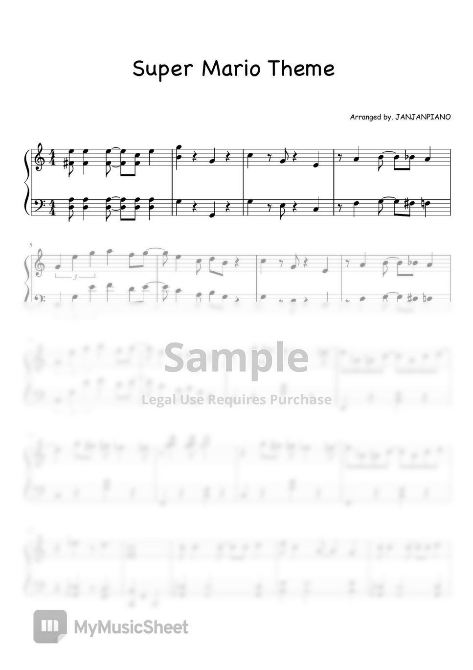 Super Mario OST - Super Mario Main Theme (Easy piano) by JanJanPiano
