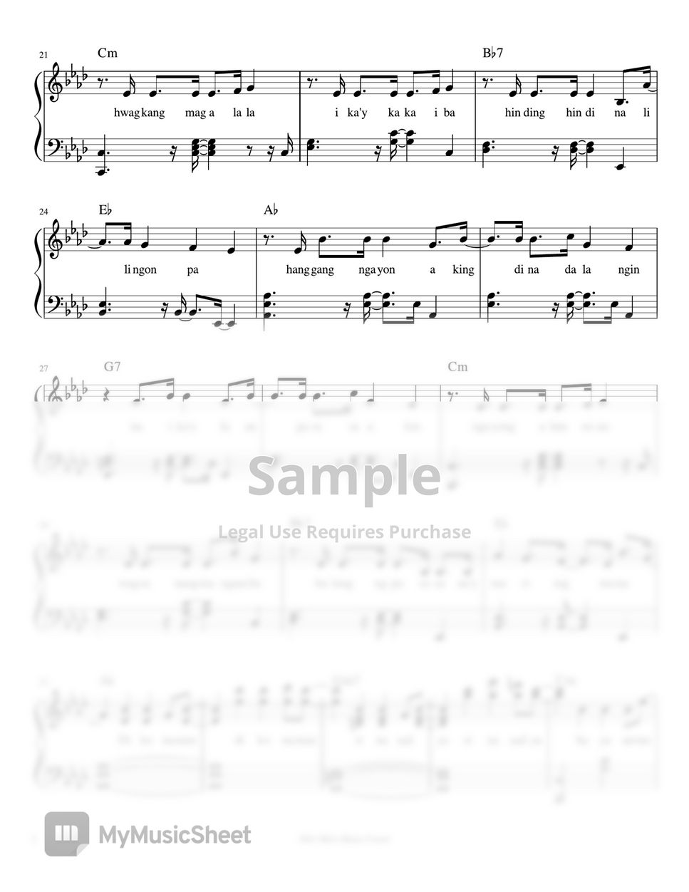 BGYO - Kundiman (piano sheet music) by Mel's Music Corner