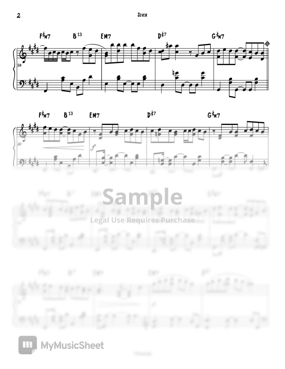 정국 (Jung Kook) - SEVEN (piano sheet / 피아노 악보) by Divingtone