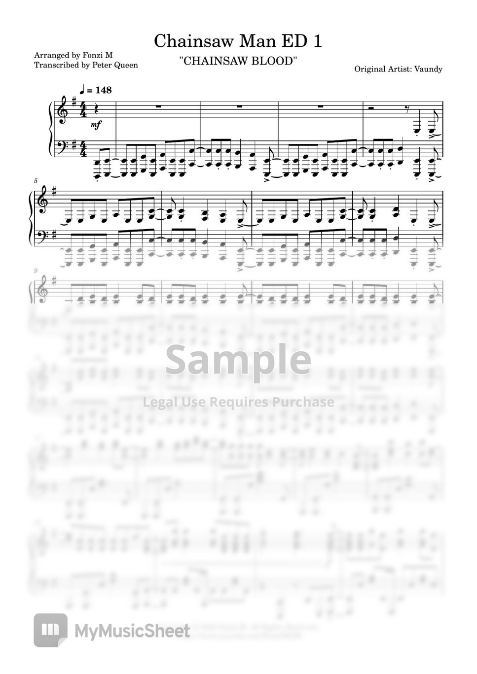 Fonzi M- Chainsaw Man OP Sheet music for Piano (Solo)