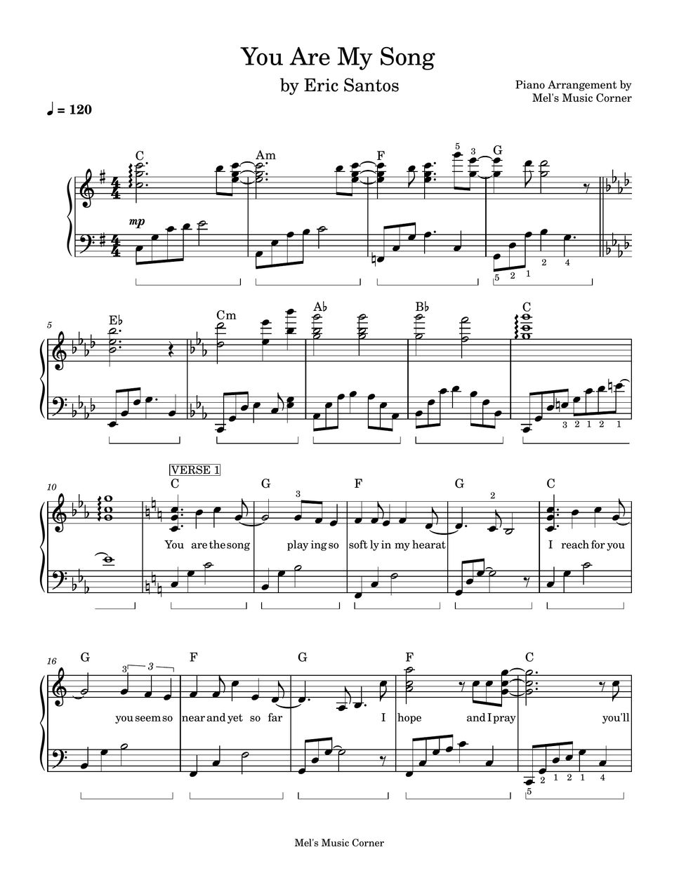 Regine Velasquez - You Are My Song (piano sheet music) by Mel's Music Corner