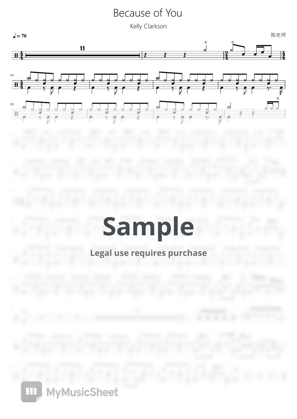 Kelly Clarkson Because of You Sheets by 看哦爱随风