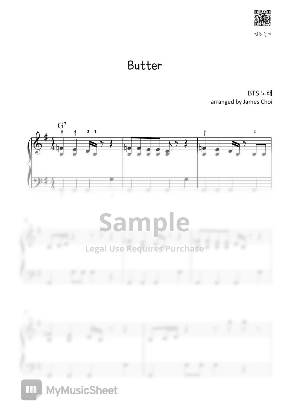 BTS Butter (easy, G key) Sheets by JC
