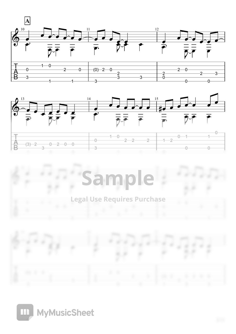 SASUKE - AOI BENCH (Fingerstyle) Sheet by u3danchou