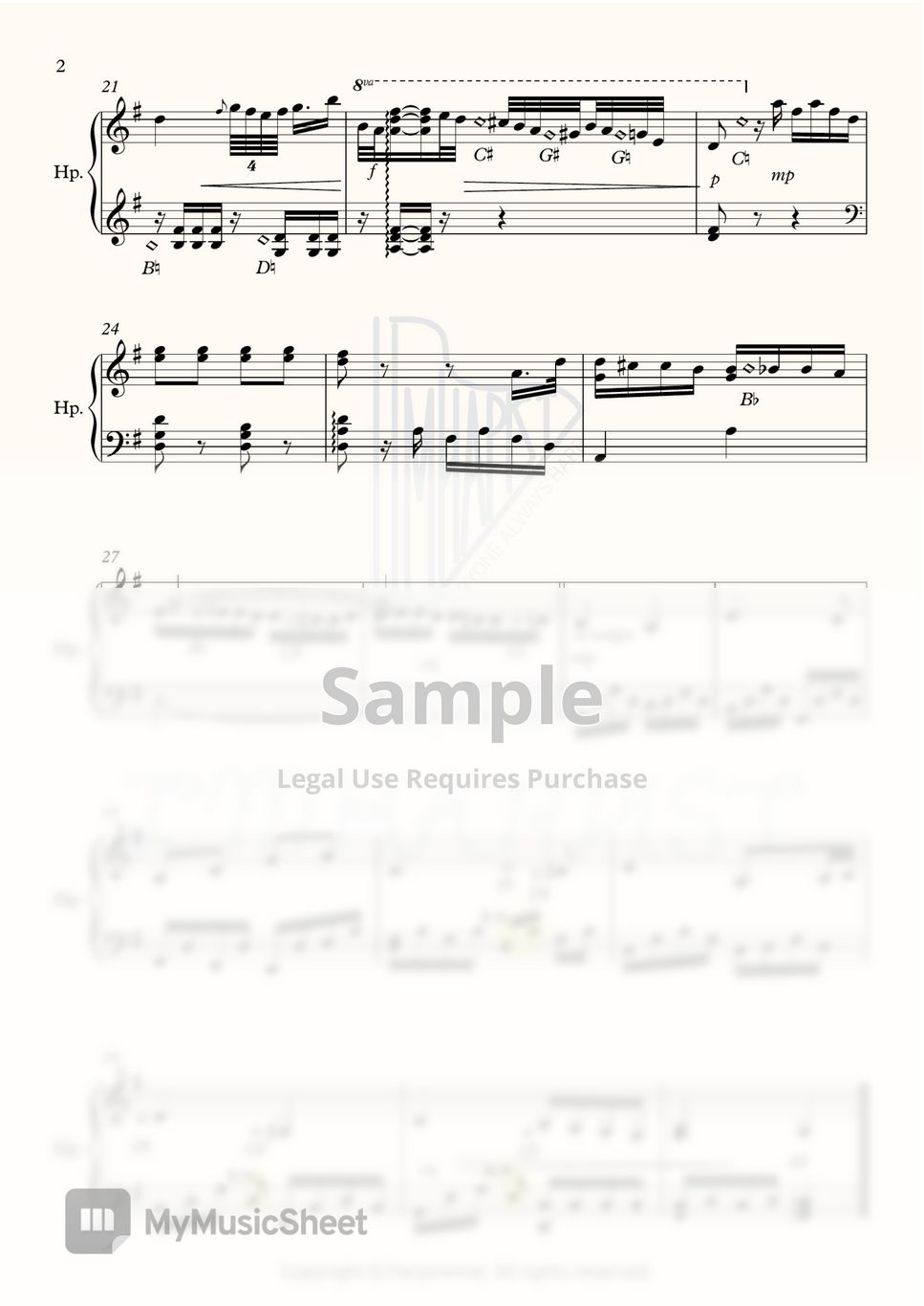 L.V.베토벤 - Piano Sonata No.8 C minor Pathetique 2nd mov ｜베토벤 비창 2악장 (베토벤 비창 하프버전) by 전민이 harpminnie