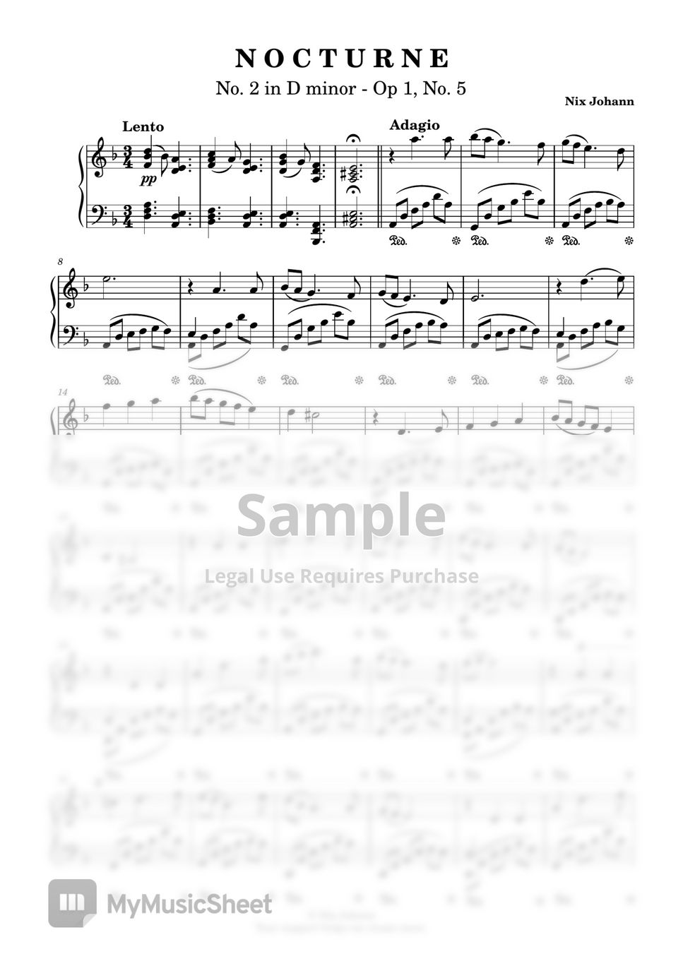 Nix Johann - Nocturne No. 2 in D minor (Op. 1, No. 5) Sheets