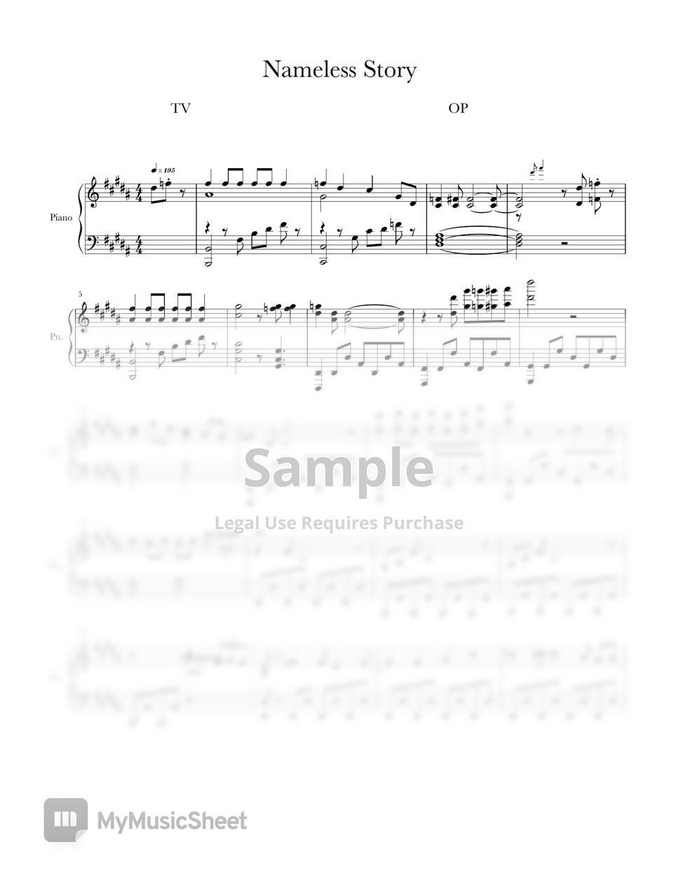 Nameless Story - Tensei shitara Slime Datta Ken Sheet music for