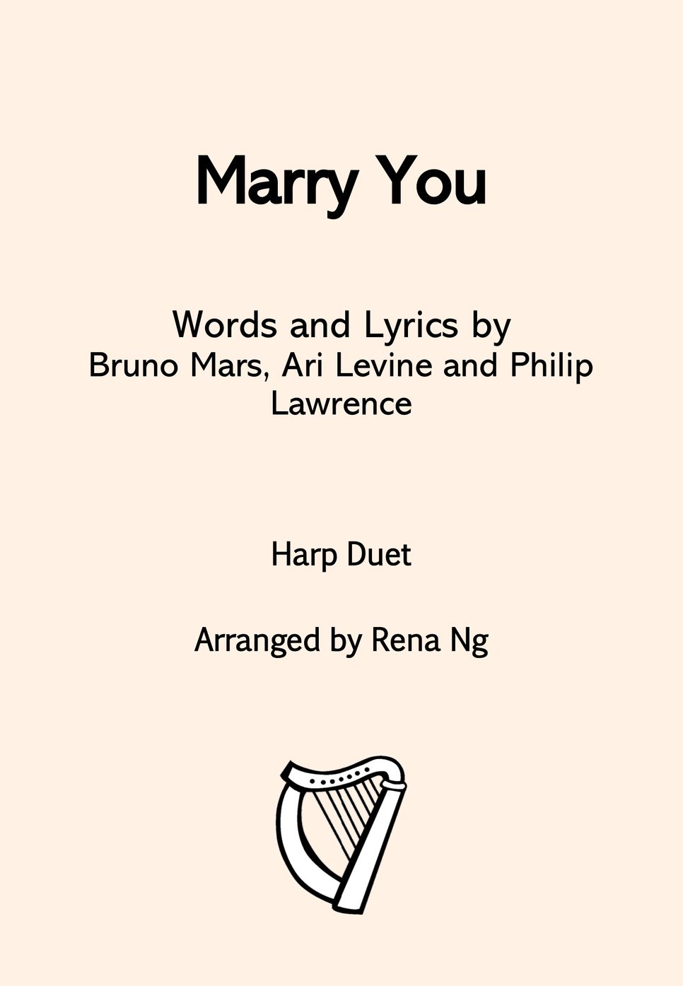 Bruno Mars - Marry You (Harp Duet / Harp & Piano) by Harp With Me