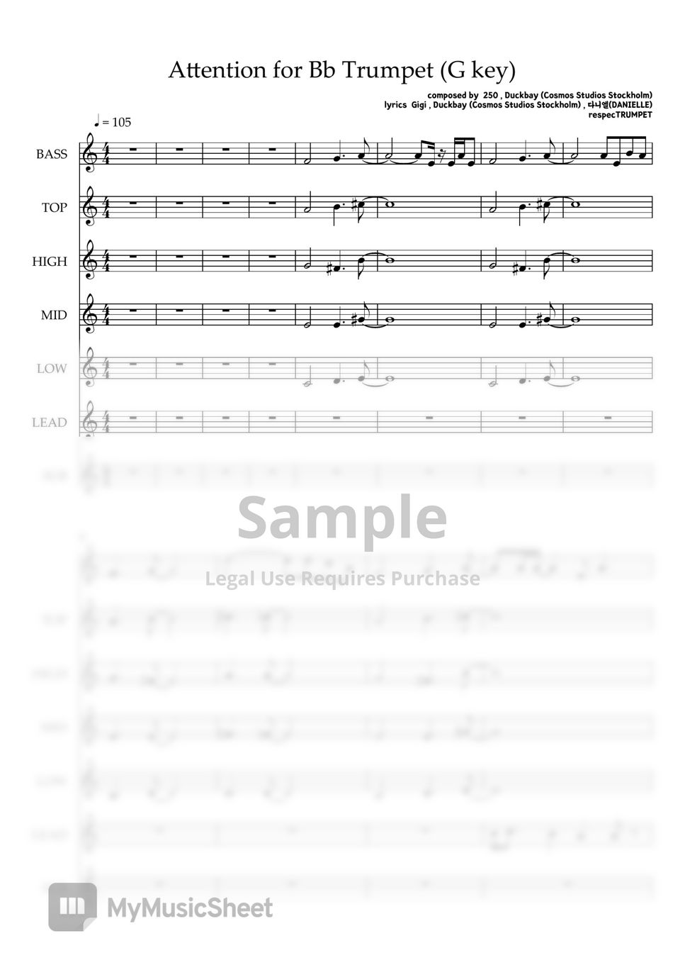 NewJeans - Attention (for Bb Trumpet Ensemble score) by respecTRUMPET