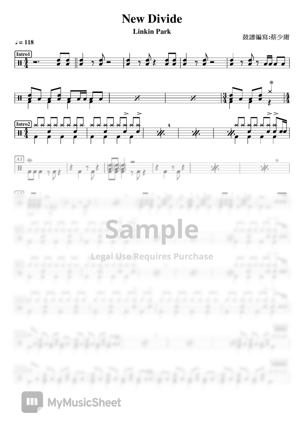 Linkin Park New Divide Sheets By Drummerfrank