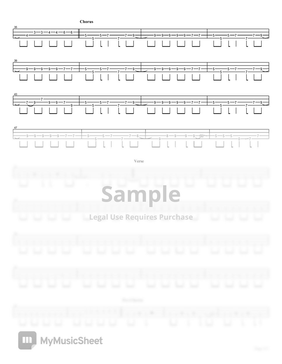 Goose house Hikaru nara (Bass TAB) Sheets by Muya