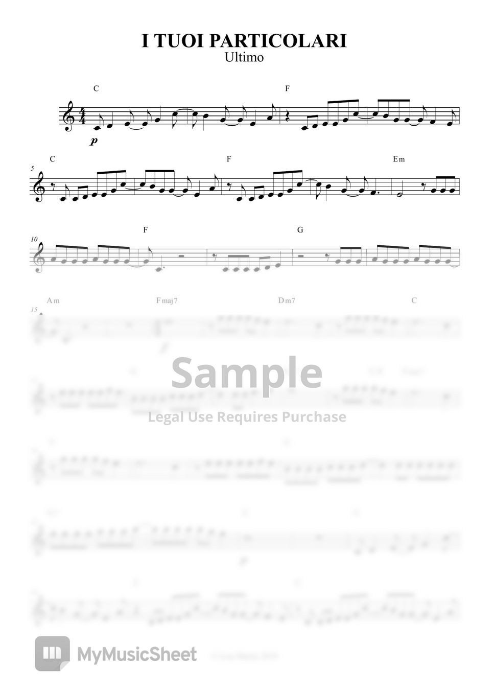 Ultimo - I TUOI PARTICOLARI by Ultimo (Lead sheet) by Ivan Marini