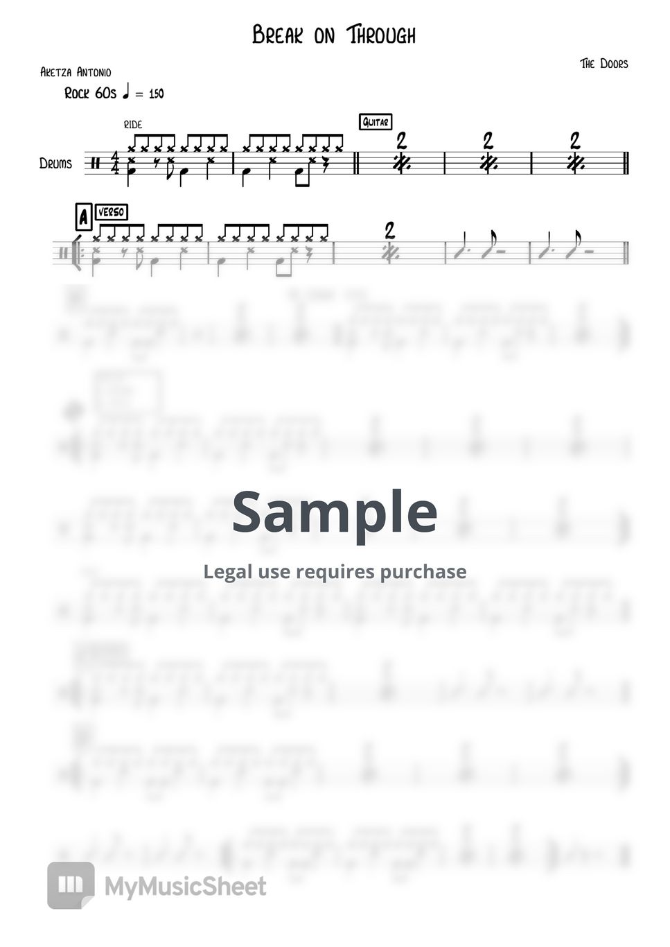 The Doors Break on Through (Drums) 악보 by Aketza Antonio