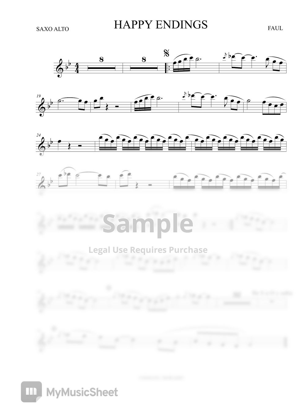 Happy Endings Faul (Alto Sax) Sheets by Ismael Dorado