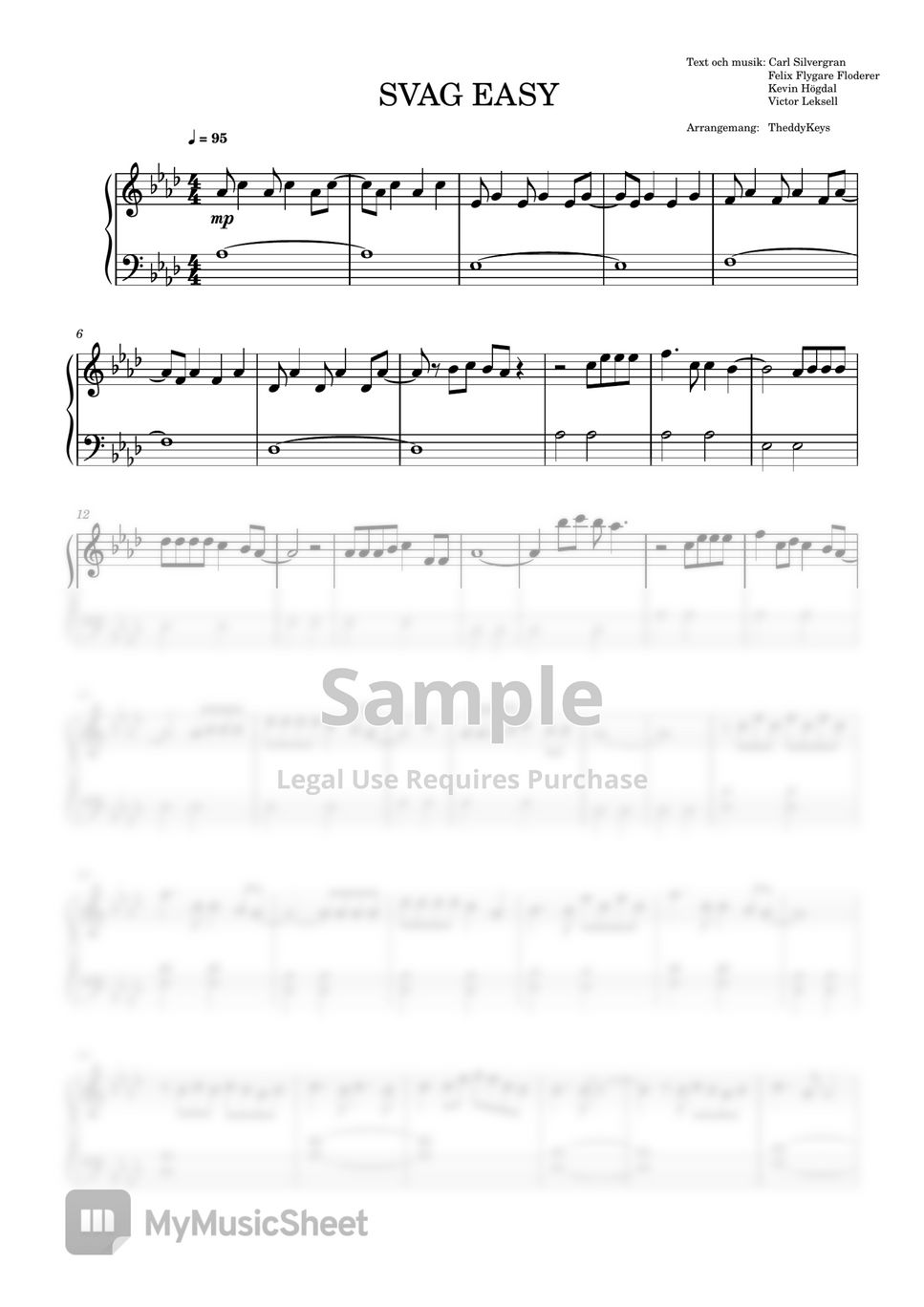 Victor Leksell - Svag (Easy Piano) Sheets By TheddyKeys