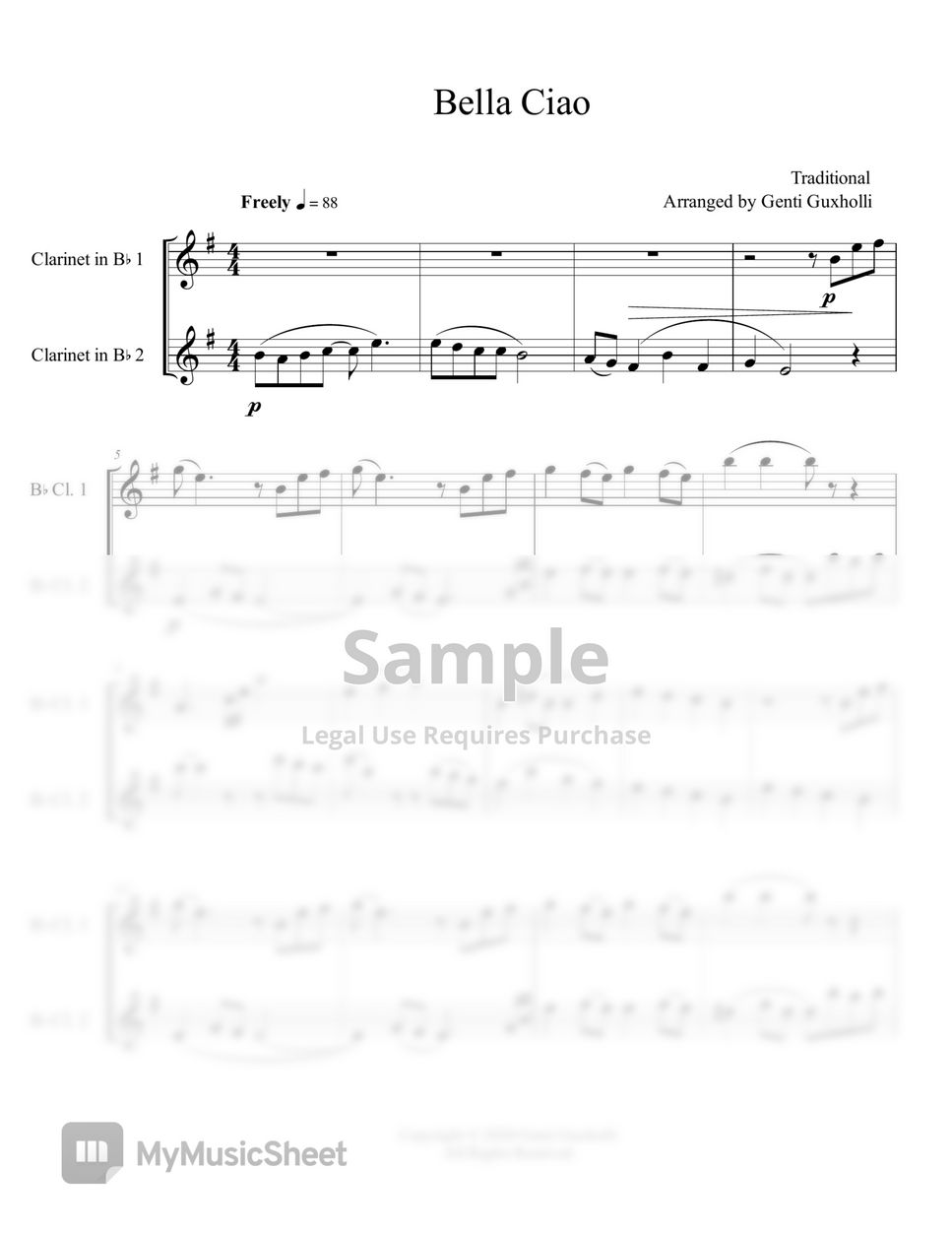 Traditional Bella Ciao Duet) 楽譜 by Genti Guxholli