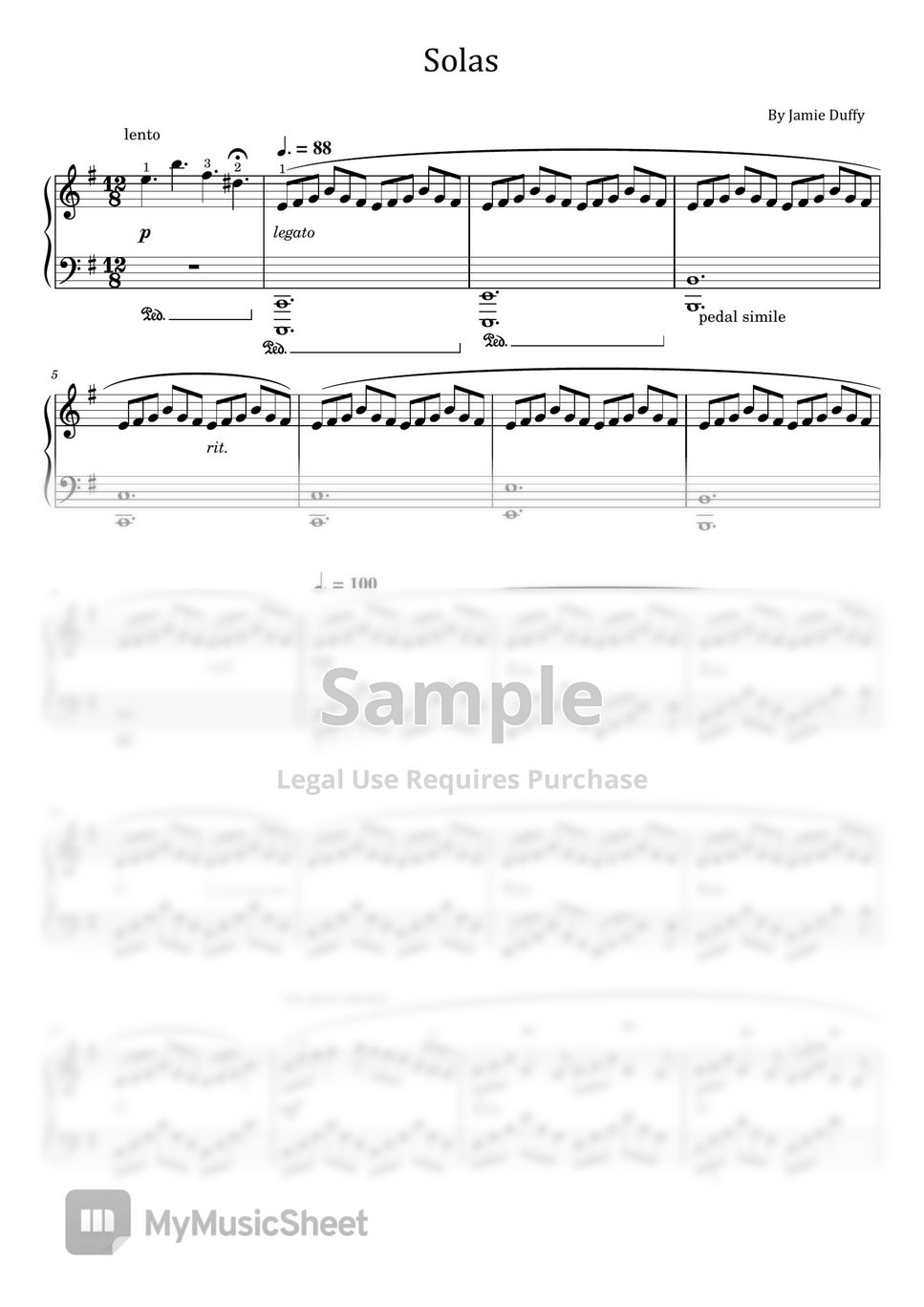 Jamie Duffy - - Solas (For Piano Solo - With Finger and Chord) Sheets ...