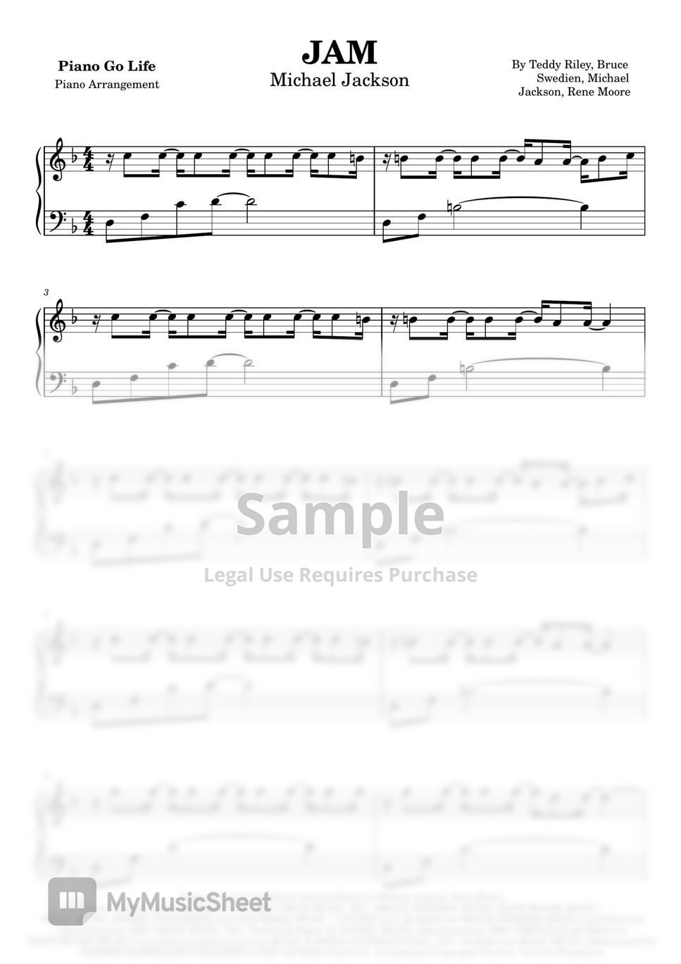 Michael Jackson JAM 악보 by Piano Go Life