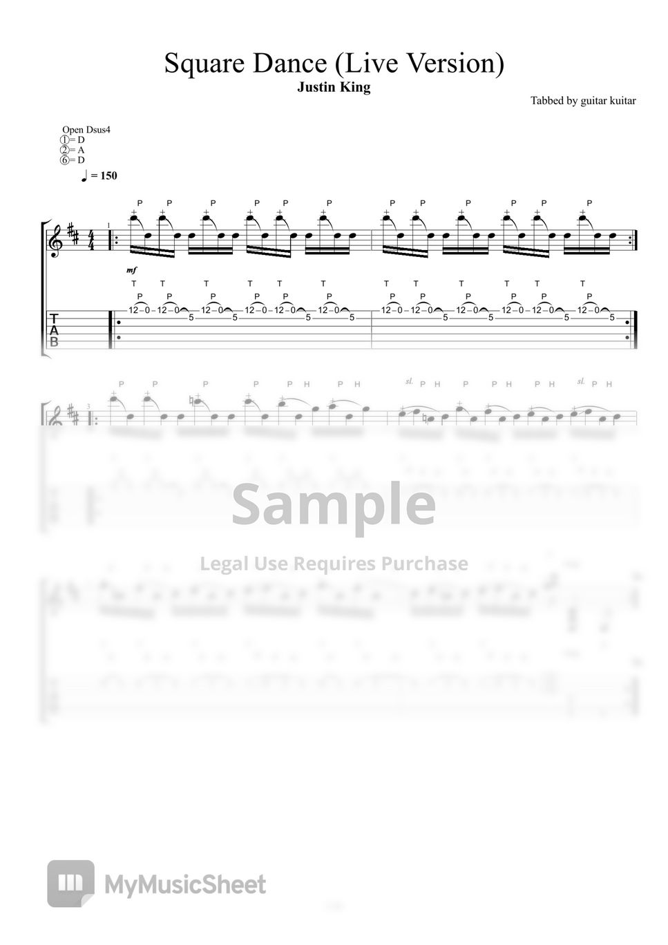 Justin King - Square Dance (TAB Sheet Music) by guitar kuitar