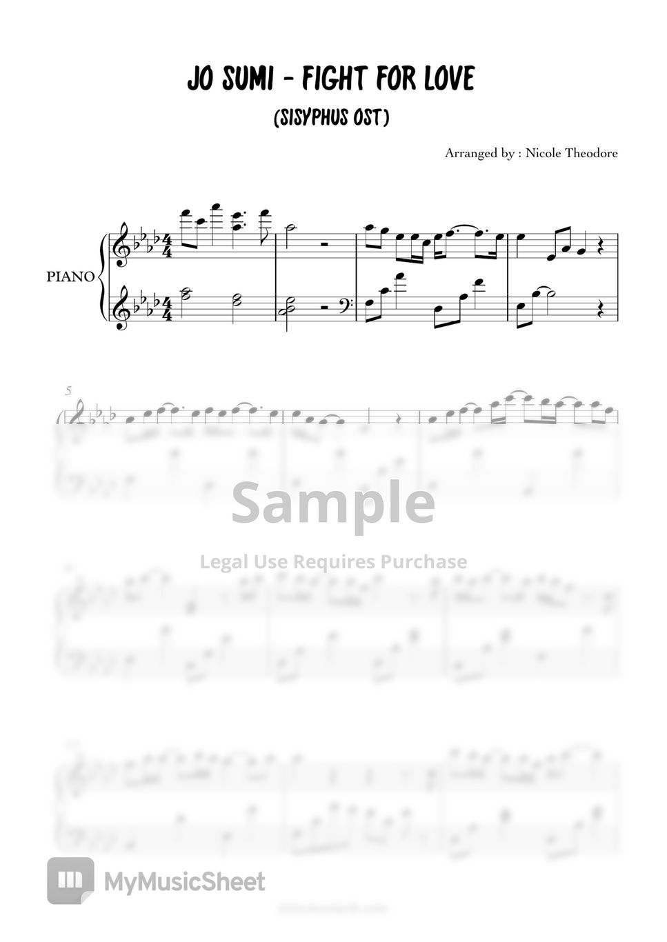 Sisyphus OST Jo Sumi Fight for love Sheets by Nicole Theodore