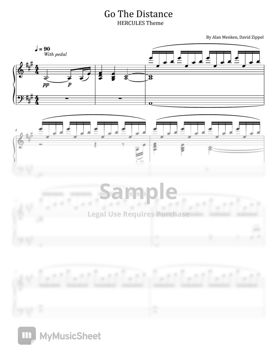 Alan Menken, David Zippel - Go The Distance (Disney's HERCULES Theme - For Piano Solo - With Lyrics) by poon