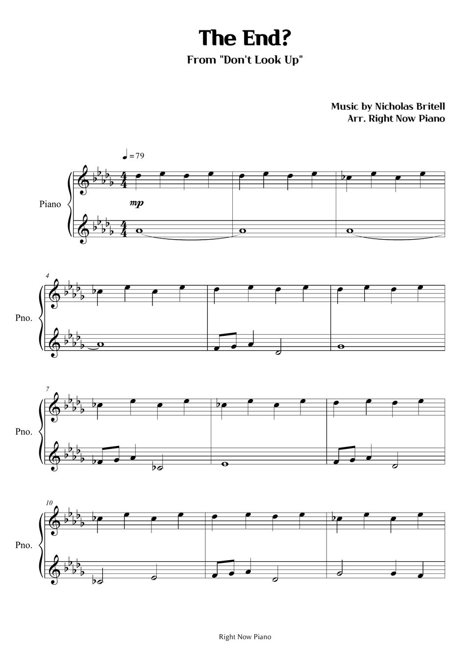 Don't Look Up - The End? Sheet by Right Now Piano