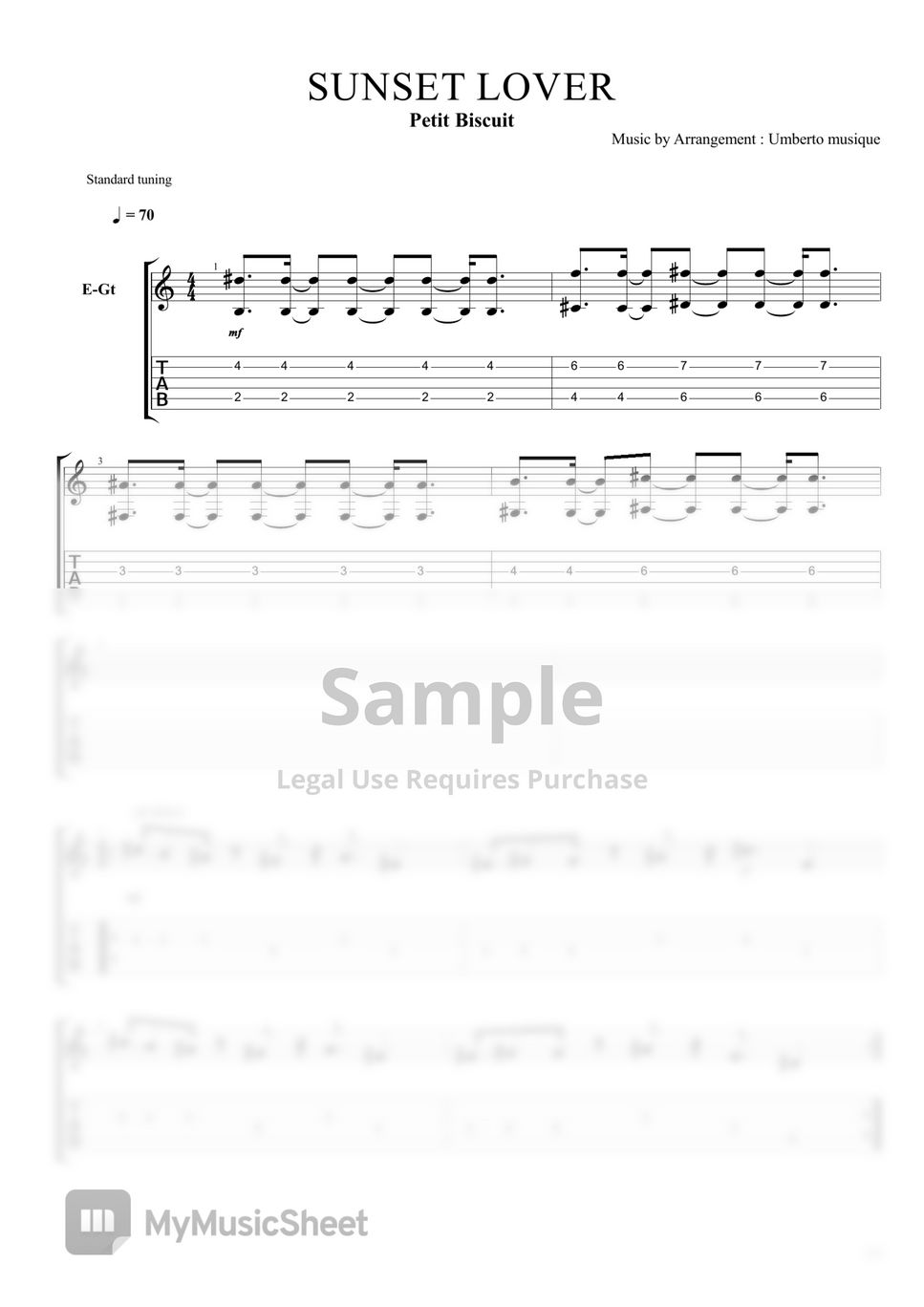 Paroles De Petit Biscuit Sunset Lover Petit Biscuit - Sunset lover Tab + Partition à une seule portée by Mélodie  et solo pour guitare en tablature et notes